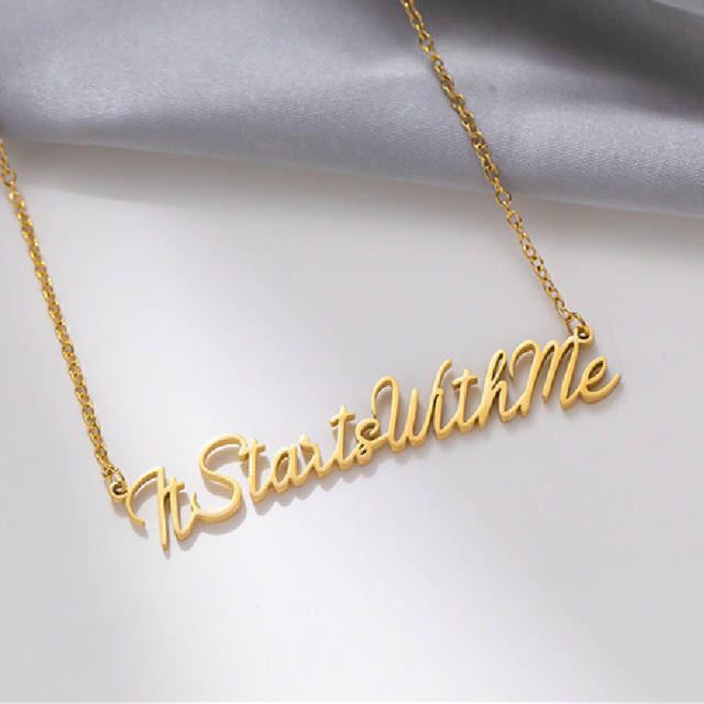 It start with me letter stainless steel necklace