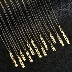 18K gold plated stainless steel zodiac pendant necklace