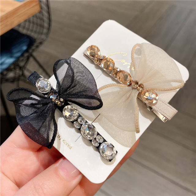 Sweet diamond bow duckbill hair clips