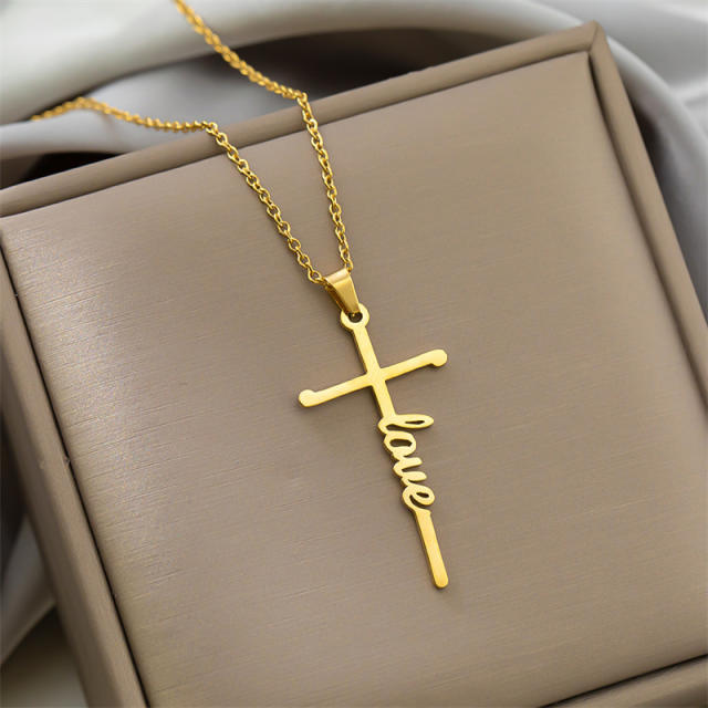 Popular trust patience hope letter stainless steel necklace