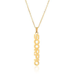 18K gold plated stainless steel zodiac pendant necklace