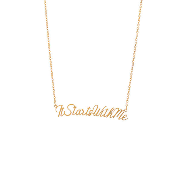 It start with me letter stainless steel necklace