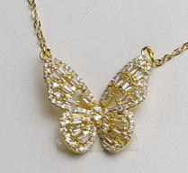 Hot sale pave setting rhinestone butterfly necklace set
