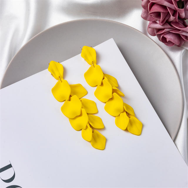 11.8cm Popular summer color painting petal flower earrings