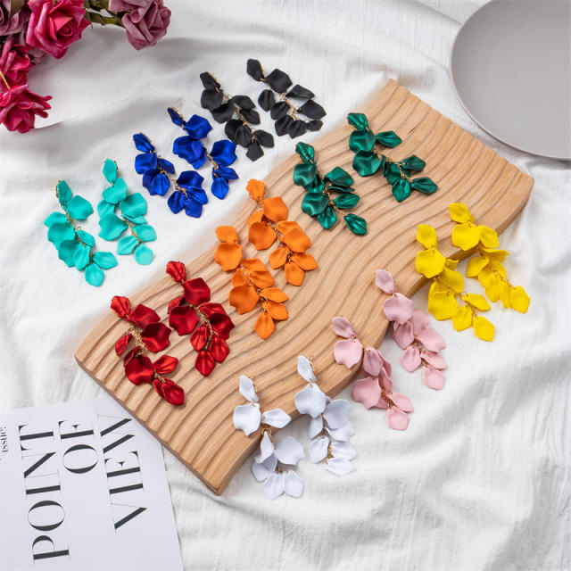 11.8cm Popular summer color painting petal flower earrings