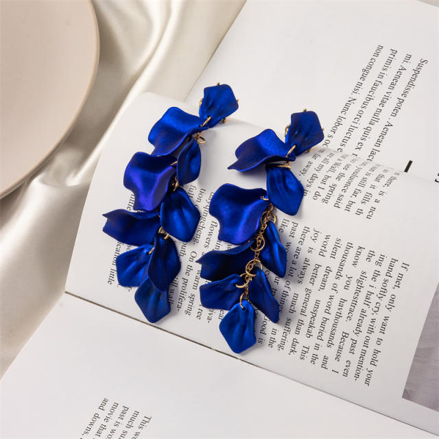 11.8cm Popular summer color painting petal flower earrings