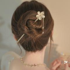 Delicate opal stone flower tassel chinese trend hair sticks