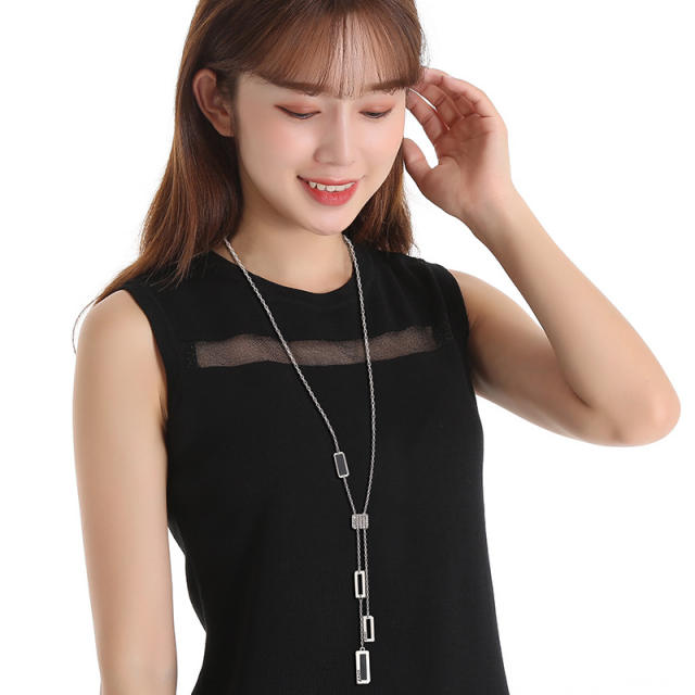 Korean fashion stainless steel chain diamond slide long necklace sweater chain