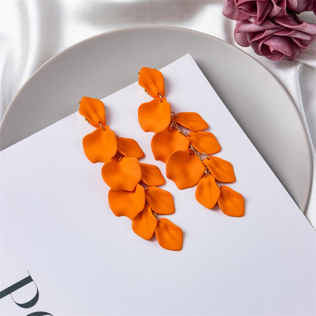 11.8cm Popular summer color painting petal flower earrings