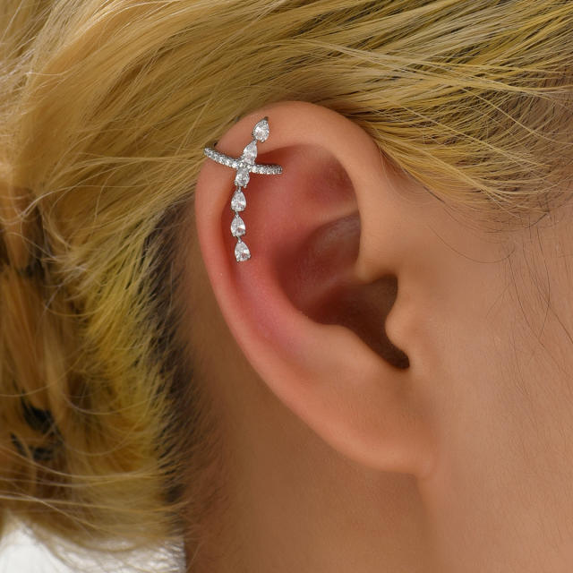 Luxury cubic zircon diamond copper ear cuff(1pcs price)