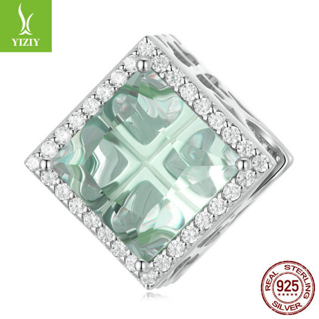 925 sterling silver minit green color diy charm bracelet bead