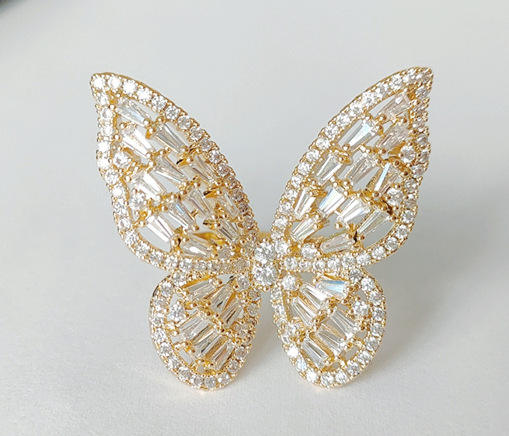 Hot sale pave setting rhinestone butterfly necklace set