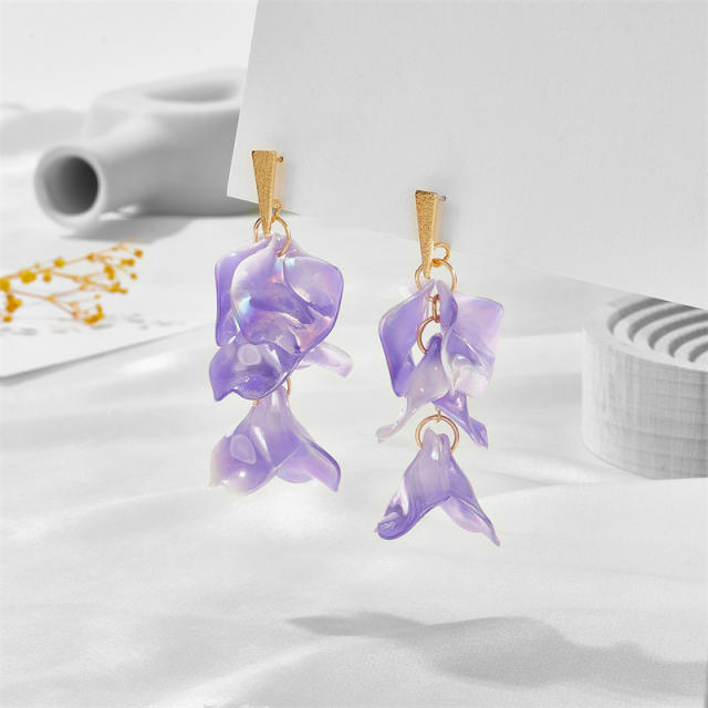 Summer design colorful acrylic petal flower earrings