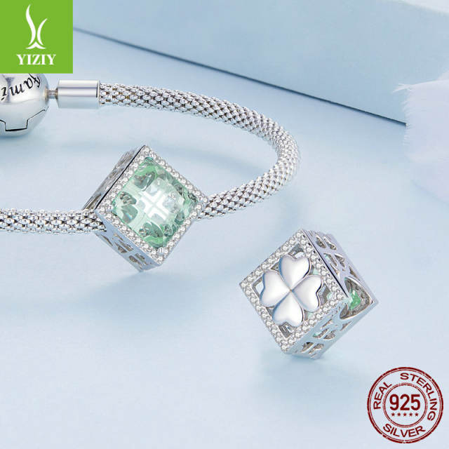 925 sterling silver minit green color diy charm bracelet bead