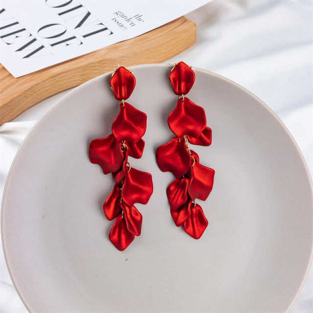 11.8cm Popular summer color painting petal flower earrings