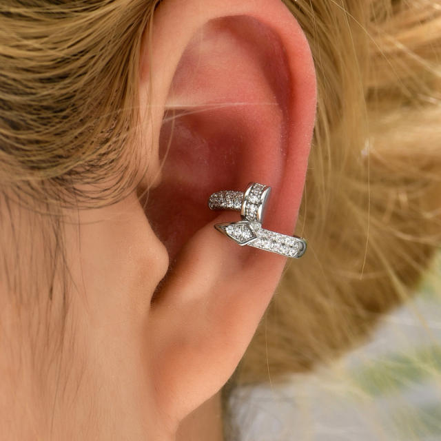 Luxury pave setting rhinestone diamond nail ear cuff(1pcs price)