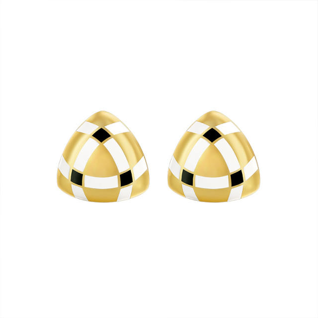 Vintage gold plated copper triangle shape studs earrings