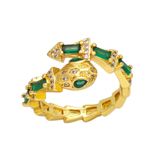 Occident fashion color cubic zircon gold plated copper snake rings