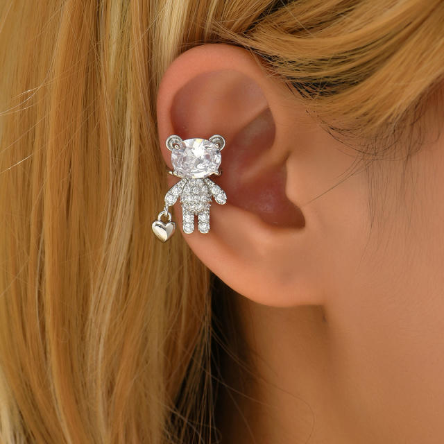 Luxury pave setting cubic zircon diamond bear ear cuff(1pcs price)