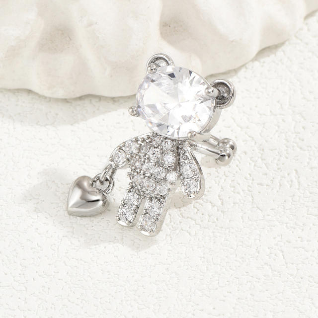 Luxury pave setting cubic zircon diamond bear ear cuff(1pcs price)