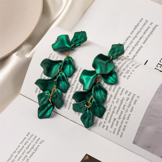 11.8cm Popular summer color painting petal flower earrings