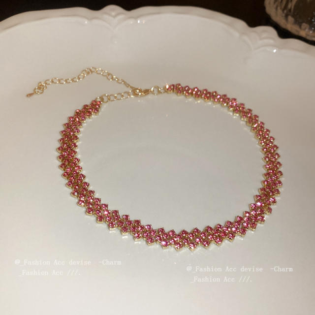 Delicate color cubic zircon choker necklace