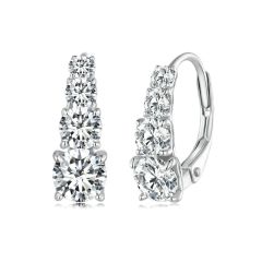 925 sterling silver 50 ponit moissanite diamond huggie earrings
