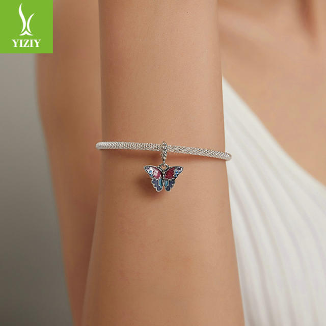 925 sterling silver enamel butterfly charm pendant diy bracelet