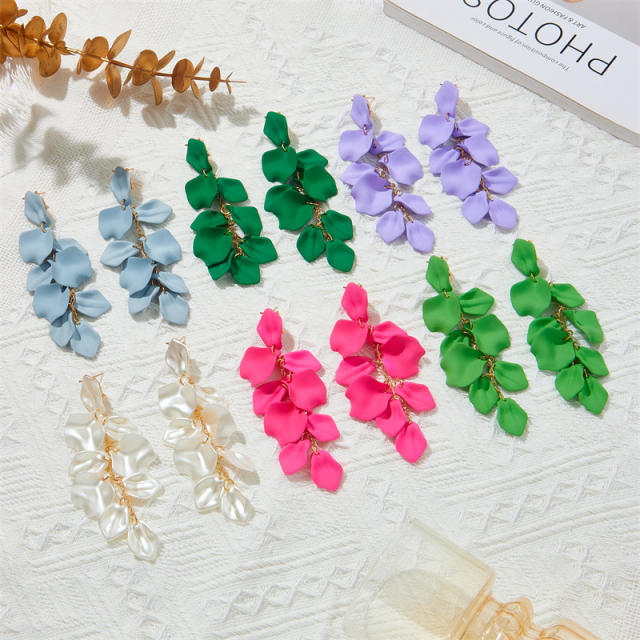 11.8cm Popular summer color painting petal flower earrings