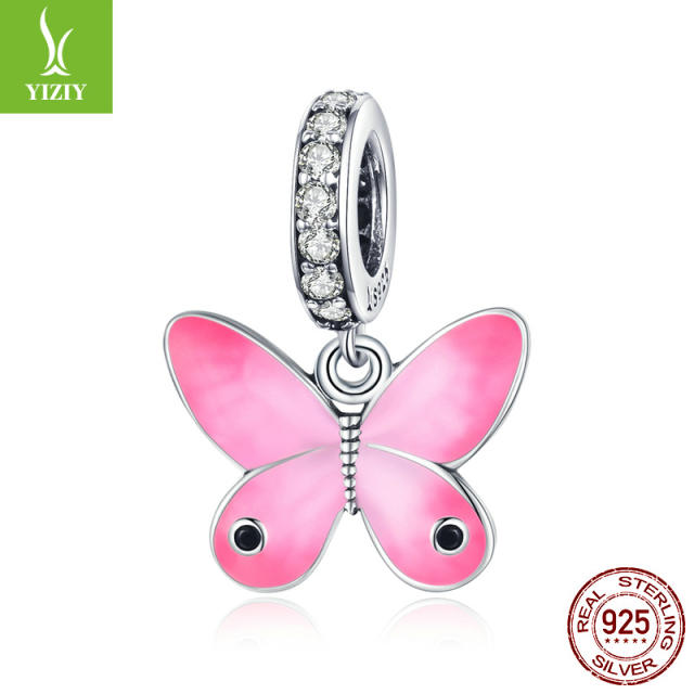 925 sterling silver enamel butterfly charm pendant diy bracelet