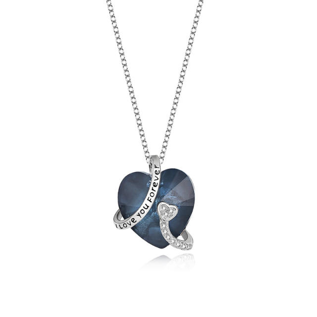 Hot sale 925 sterling silver austrian crystal heart mother's day necklace