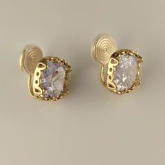 Delicate cubic zircon copper clip on earrings