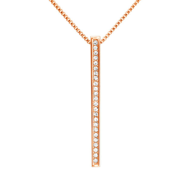 Popular diamond copper bar pendant engrave name mother's day necklace