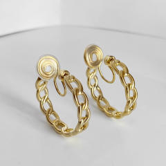 Personality gold color hoop copper clip on earrings