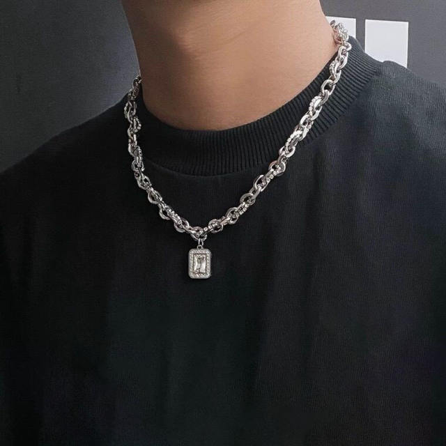Hiphop stainless steel chain diamond alloy chain necklace for men