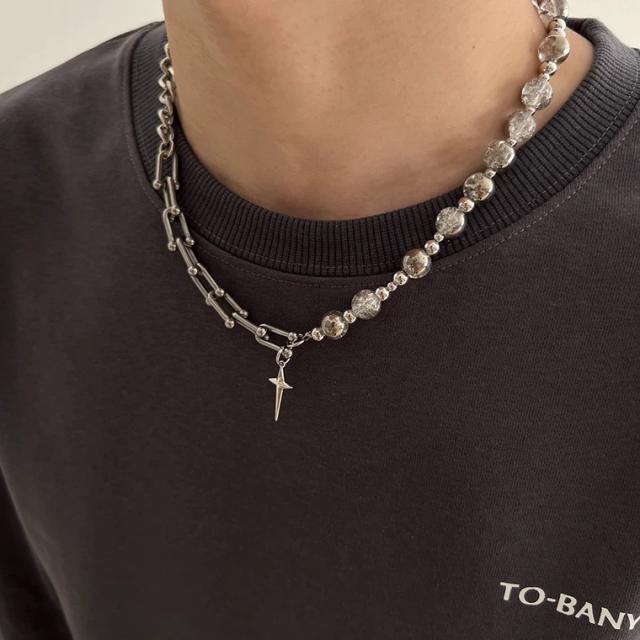 Hiphop cross charm stainless steel chain necklace for men