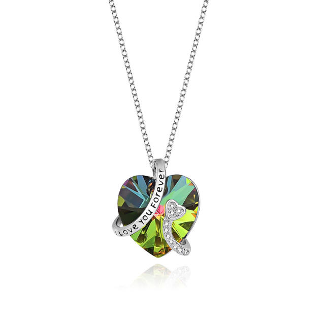Hot sale 925 sterling silver austrian crystal heart mother's day necklace