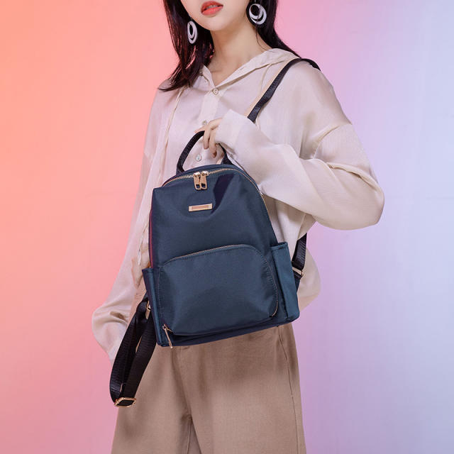 Korean fashion casual plain color waterproof oxford backpack
