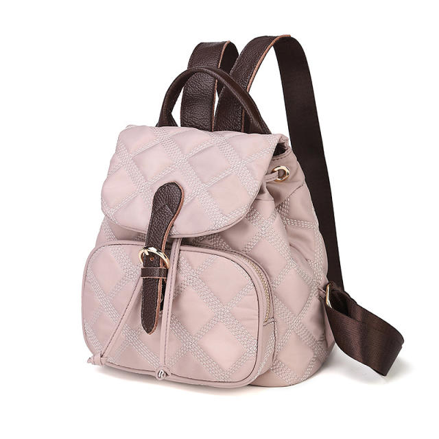 Korean fashion plain color qulited backpack