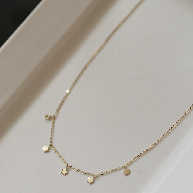 14K sterling silver star dainty choker necklace