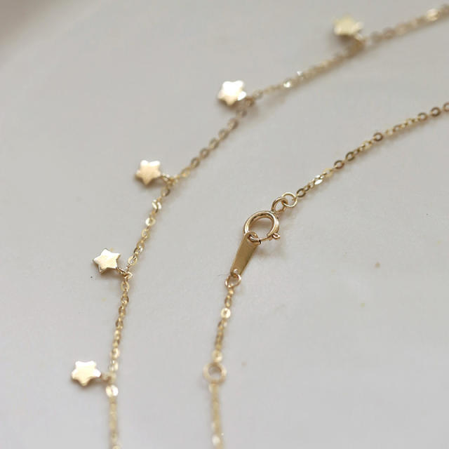 14K sterling silver star dainty choker necklace