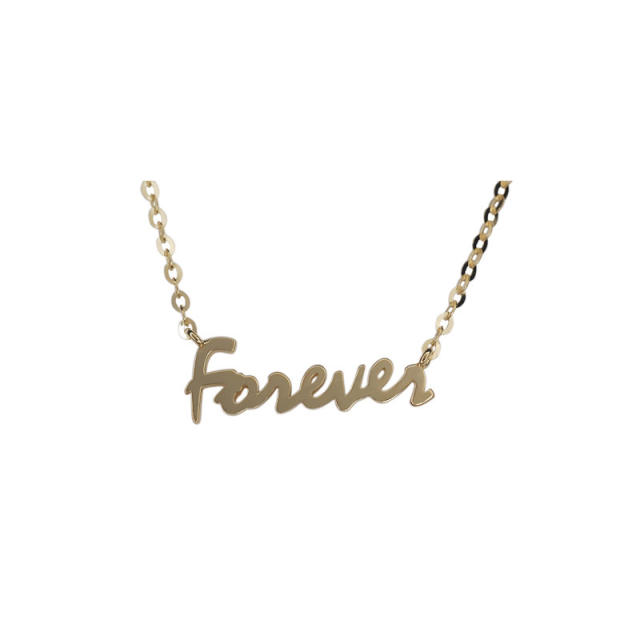 14KG sterling silver forever letter dainty necklace