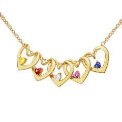 DIY birthstone hollow heart gold plated copper mother's day necklace