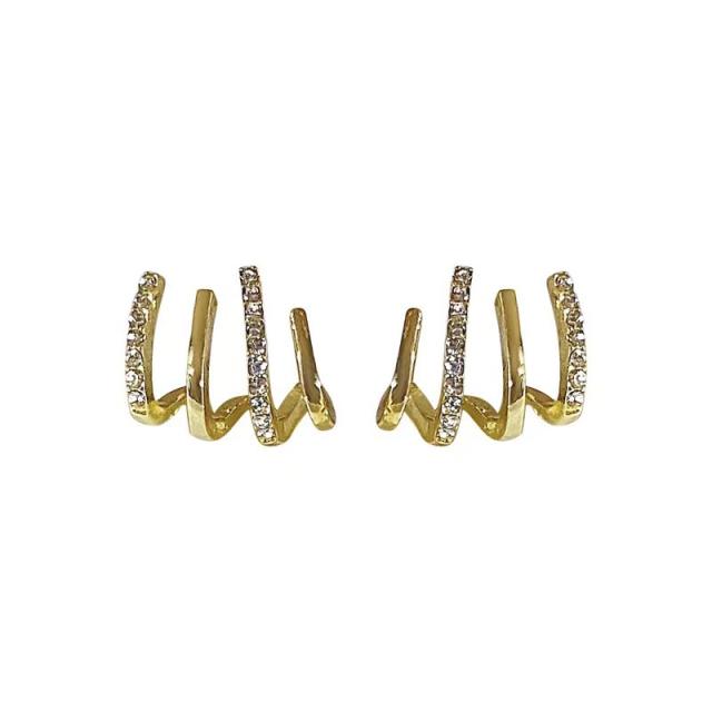 Elegant gold plated copper clip on earrings