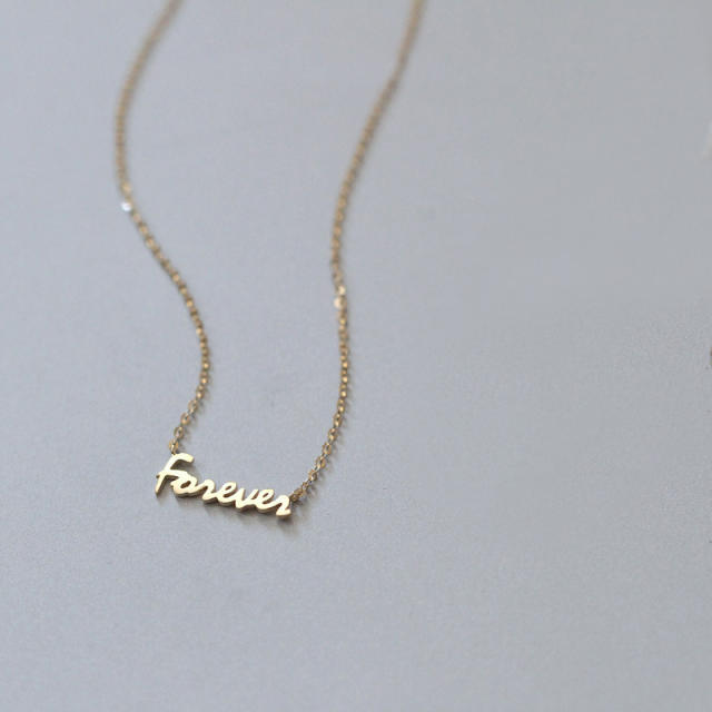 14KG sterling silver forever letter dainty necklace