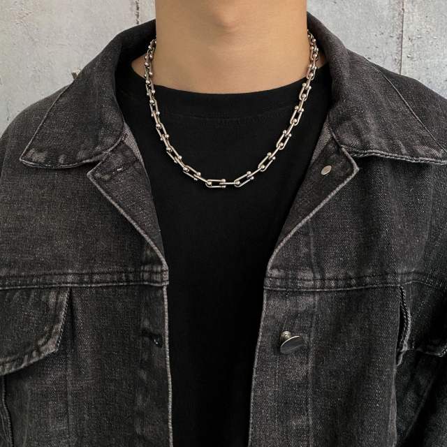 Hiphop stainless steel chain choker for men