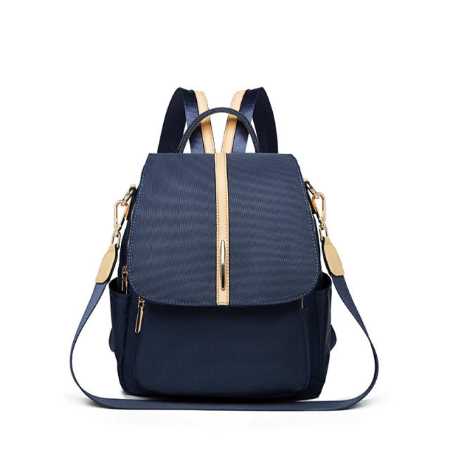 Casual waterproof nylon navy color backpack