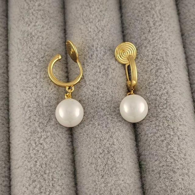 Elegant pearl copper clip on earrings
