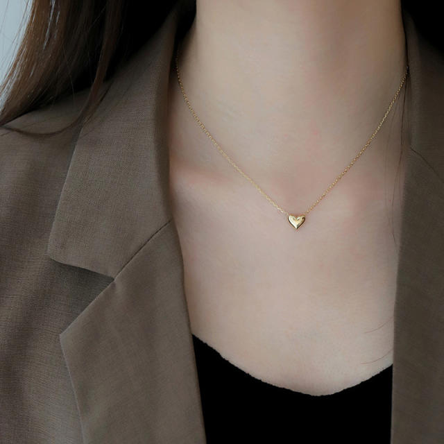 14K gold plated sterling silver tiny heart dainty necklace