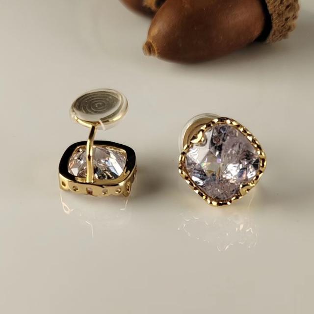 Delicate cubic zircon copper clip on earrings
